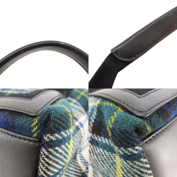 BALENCIAGA Checkered Wool Cabas Tote Bag in Navy Blue - Picture 9 of 11